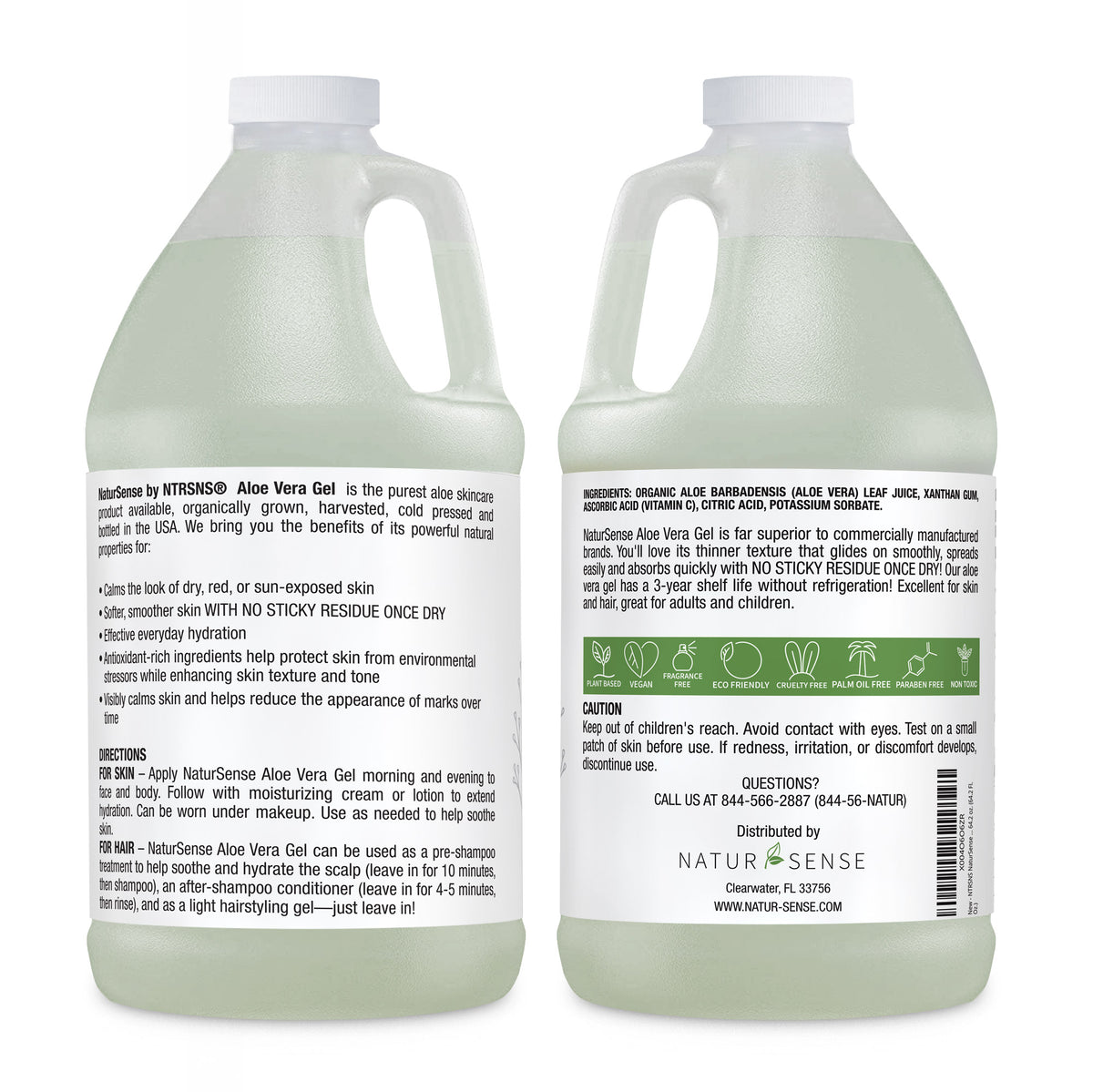 99% Organic Aloe Vera Gel Refill, 64oz Moisturizer | NaturSense
