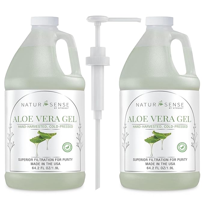 NaturSense 64oz - 99% Organic Aloe Vera Gel - Pure Unscented Aloe w/pump. Two btls